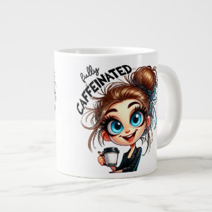 Taza De Café Gigante Antes y después de la cafeína - Grumpina sarcástic