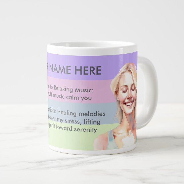 TAZA DE CAFÉ GIGANTE ANTISTRESS RELAX CALM GIRL YOGA CHAKRA (Derecha)