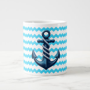 Taza De Café Gigante Anuncio azul con olas azules