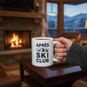 Taza De Café Gigante Apres Ski Club Logo de Montaña - Hombres de Invier