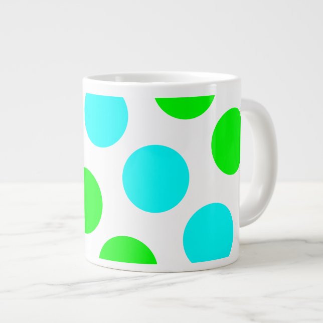 Taza De Café Gigante Aqua Lime y puntos de Polka Blanco (Derecha)
