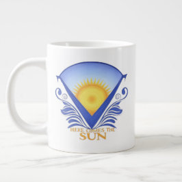 Taza De Café Gigante Aquí viene el sol - Vibrante gráfico del amanecer