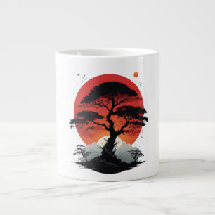 Taza De Café Gigante Árbol de la puesta de sol africana
