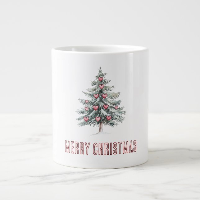 Taza De Café Gigante Árbol de Navidad con corazón (Frente)
