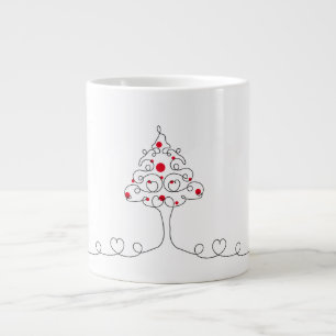 Taza De Café Gigante Árbol de Navidad de una línea con corazones