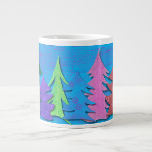 Taza De Café Gigante Árbol de Navidad del Bosque Colorido