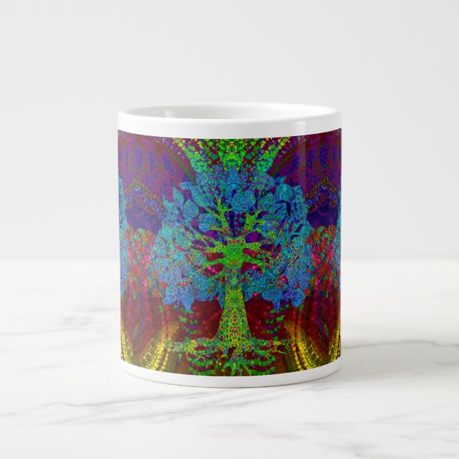 Taza De Café Gigante Árbol del entusiasmo ilimitado de la vida (Frente)