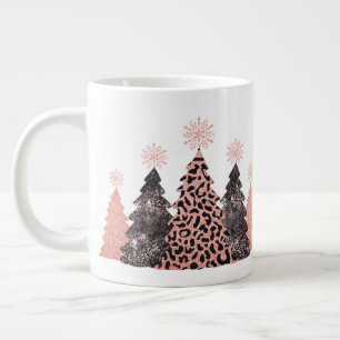Taza De Café Gigante Árboles de Navidad con Estampado de Leopardo Glam
