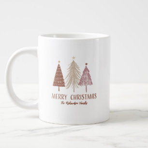 Taza De Café Gigante Árboles de Navidad Nevados Fiesta Elegante Persona