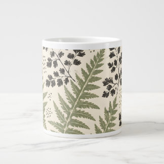 Taza De Café Gigante Archivo de Helechos Prensados Botánicos Vintage