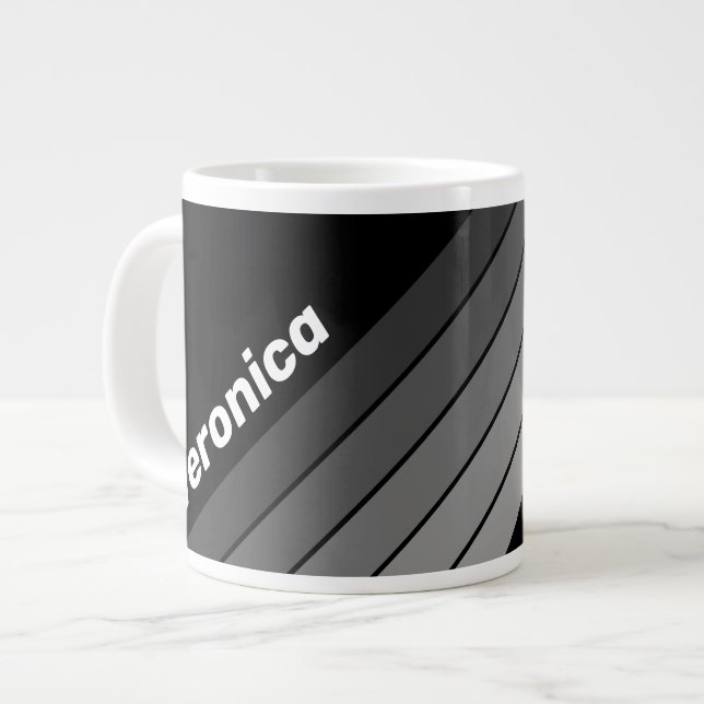 Taza De Café Gigante Arcoíris con gradiente oscuro y nombre (Izquierda)