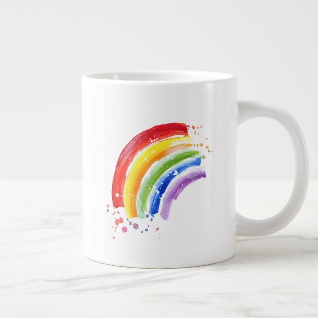 Taza De Café Gigante Arcoiris de color de agua (Derecha)