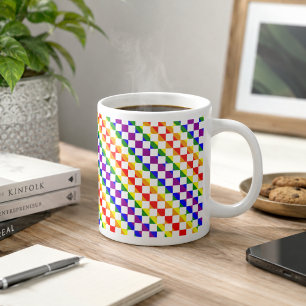 Taza De Café Gigante Arcoíris Geométrico