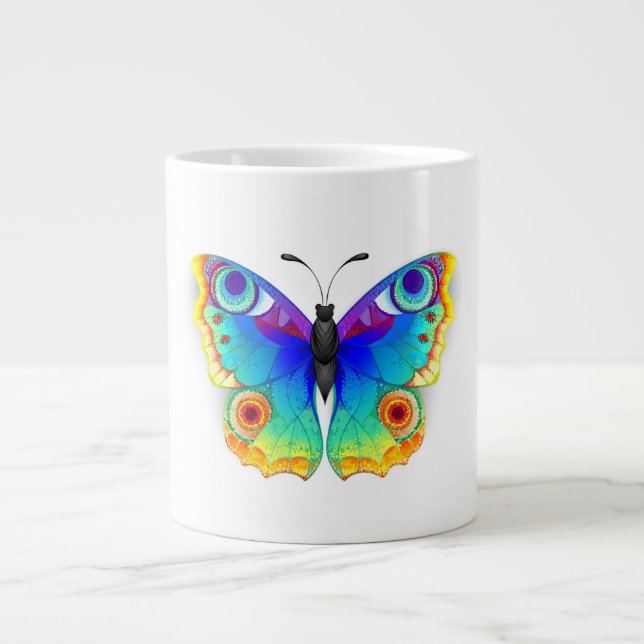 Taza De Café Gigante Arcoiris mariposa Peacock Eye (Frente)