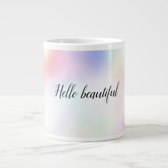 Taza De Café Gigante Arcoiris rosa morado unicornio (Frente)