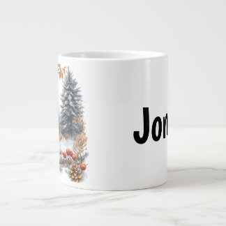 Taza De Café Gigante Ardilla de invierno personalizada en bosque escarc