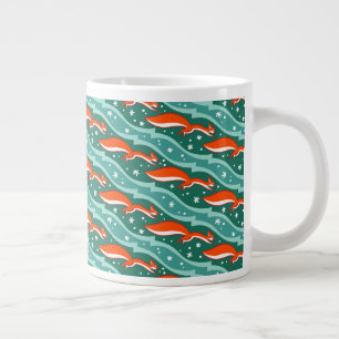Taza De Café Gigante Ardillas saltando en la nieve en un árbol de Navid