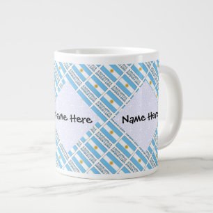 Taza De Café Gigante Argentina Bandera Argentina Mosaico Texto Personal