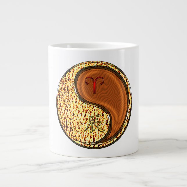Taza De Café Gigante Aries y Dragón de Madera (Frente)
