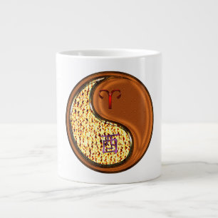 Taza De Café Gigante Aries y Gallo de Madera