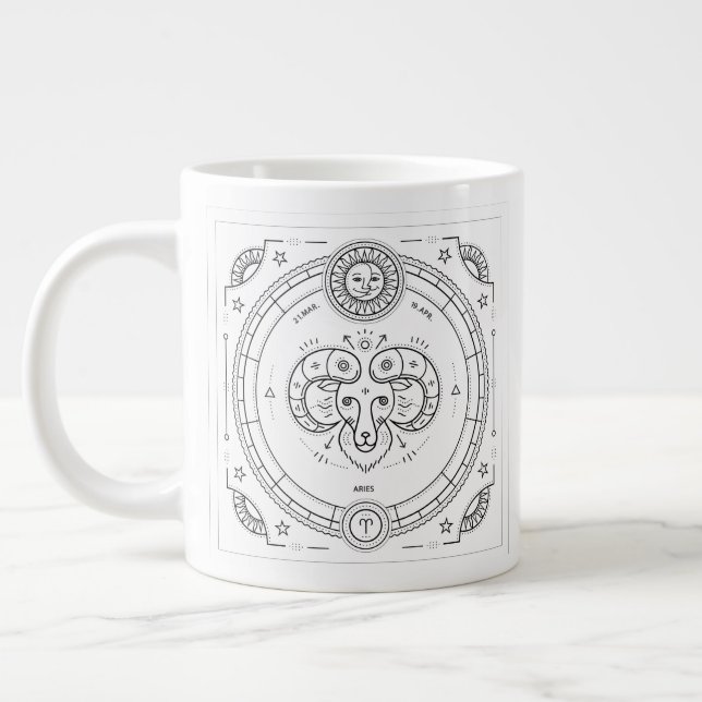 Taza De Café Gigante Aries Zodiac Personalizado Birthday Mug (Izquierda)