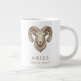 Taza De Café Gigante Aries Zodiaco Nombre Personalizado y Fecha de Naci