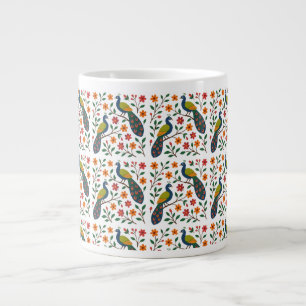 Taza De Café Gigante Armonía de Pavo Real Floral