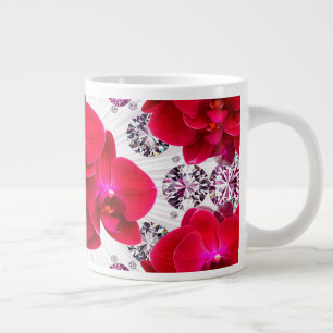 Taza De Café Gigante Arreglo Elegante de Orquídeas Rojas