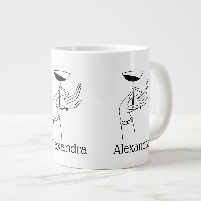 Taza De Café Gigante Art Deco Lady's Hand Holding Champagne Glass (Derecha)