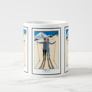 Taza De Café Gigante Art Deco vintage, amantes de la nieve por George B