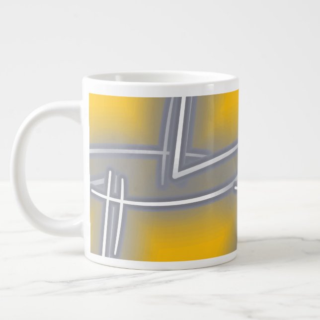 Taza De Café Gigante Arte abstracto rectangular gris (Izquierda)