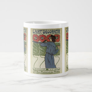Taza De Café Gigante Arte Antiguo Modernista, Artista Pintando Flores d