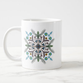 Taza De Café Gigante Arte bohemio de vegetación floral mandala moderna