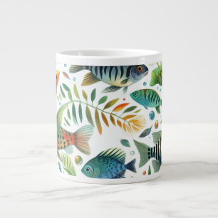 Taza De Café Gigante Arte colorido de peces submarinos