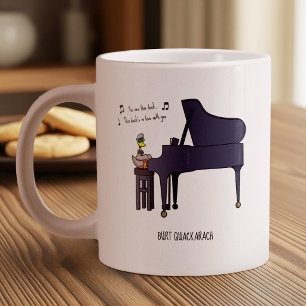 Taza De Café Gigante Arte de Burt Quackarach Pato Tocando Piano Diverti