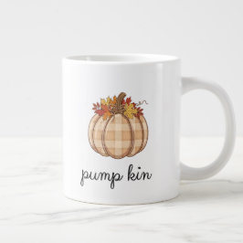 Taza De Café Gigante Arte de calabaza de cuadros Hojas de otoño