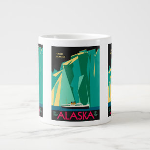 Taza De Café Gigante Arte de cartel de viaje vintage de Alaska, glaciar