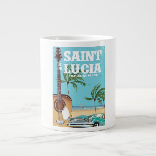 Taza De Café Gigante Arte de cartel retro de vacaciones en Santa Lucía