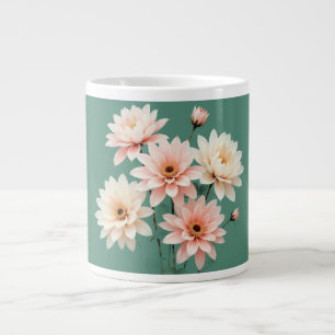 Taza De Café Gigante Arte de Crisantemo Elegante con Toque Rosado