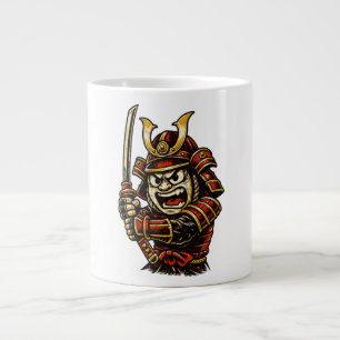 Taza De Café Gigante Arte de dibujos animados de guerrero samurái japon