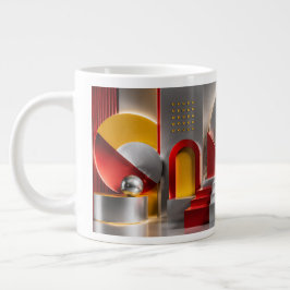 Taza De Café Gigante Arte de Esferas Metálicas de Abstracción Geométric