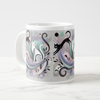 Taza De Café Gigante Arte de gatos abstracto moderno - Mug elegante par