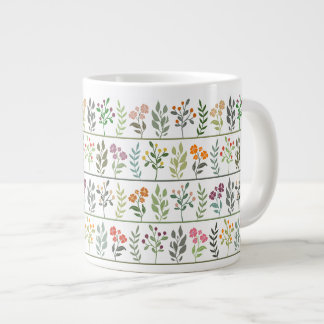 Taza De Café Gigante Arte de jardín floral de franja botánica colorida
