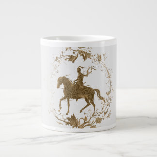 Taza De Café Gigante Arte de jinete de caballo dorado