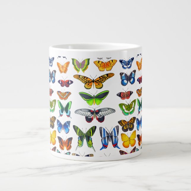 Taza De Café Gigante Arte de mariposas alegre (Frente)