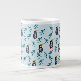 Taza De Café Gigante Arte de Navidad de pingüinos