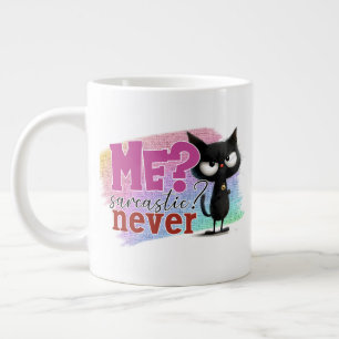 Taza De Café Gigante Arte de palabras de gato sarcástico divertido 