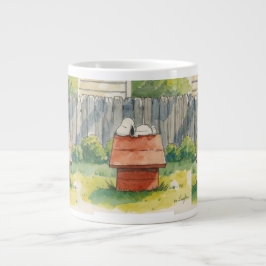 Taza De Café Gigante Arte de perro durmiendo en caseta roja en acuarela