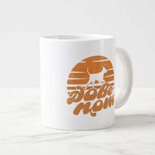Taza De Café Gigante Arte de perro vintage Dobe Mom puesta de sol