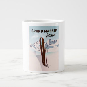 Taza De Café Gigante Arte de posters de esquí de Grand Massif france.